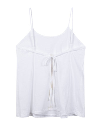 Front women adjustable strappy top in jersey with tie closure at the back in the color white