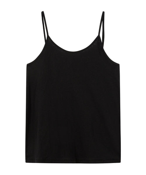 Front women adjustable strappy top in jersey with tie closure in the color black