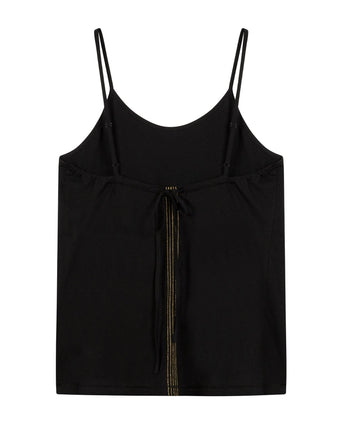 Front women adjustable strappy top in jersey with tie closure in the color black