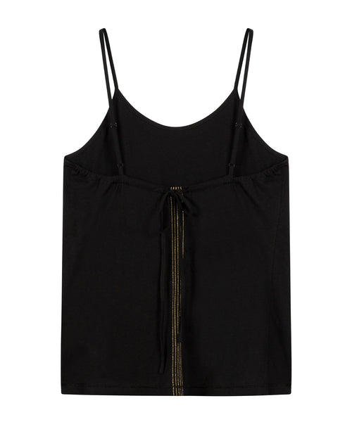 Back women adjustable strappy top in jersey with tie closure in the color black